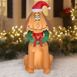 Dr. Seuss Max Inflatable Airblown Christmas Decoration 4.5 ft Tall Blow Up Dog